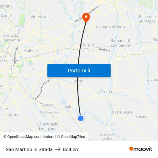 San Martino In Strada to Boltiere map
