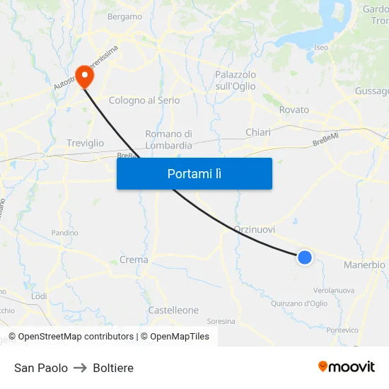 San Paolo to Boltiere map