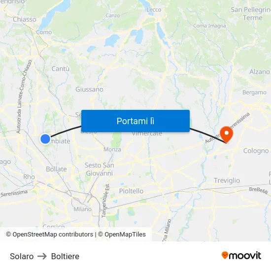 Solaro to Boltiere map