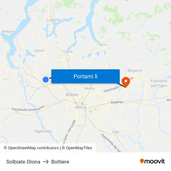 Solbiate Olona to Boltiere map