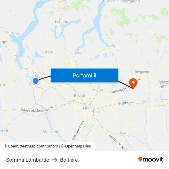 Somma Lombardo to Boltiere map