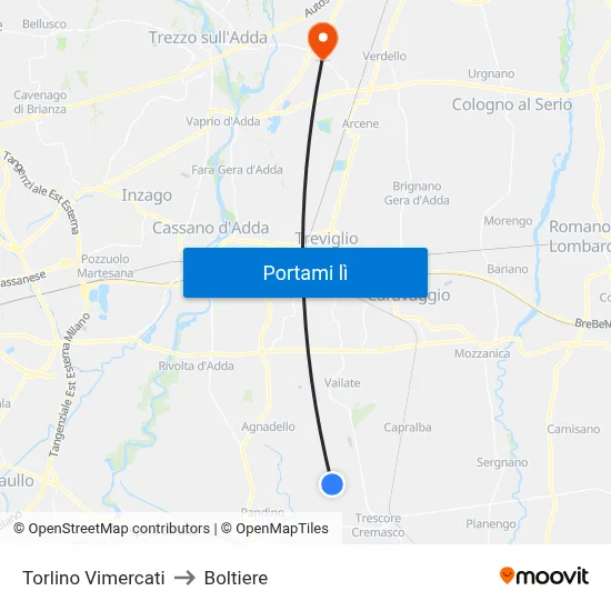 Torlino Vimercati to Boltiere map