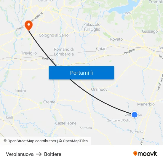 Verolanuova to Boltiere map