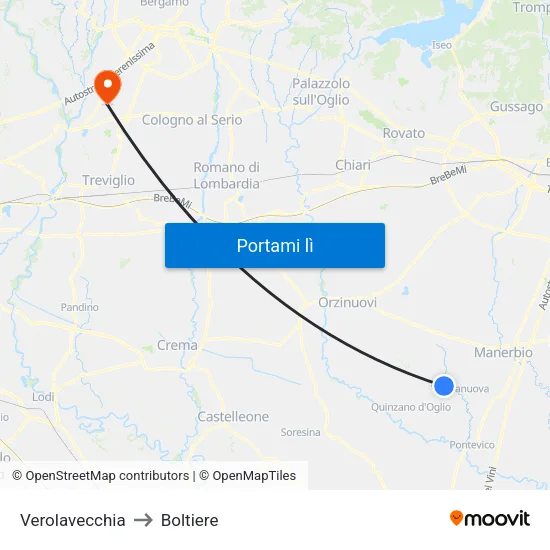 Verolavecchia to Boltiere map