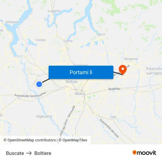 Buscate to Boltiere map