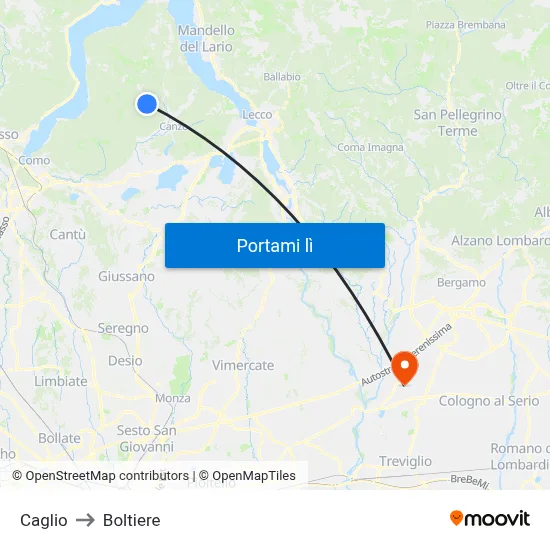 Caglio to Boltiere map