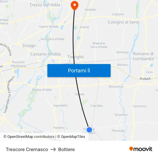 Trescore Cremasco to Boltiere map