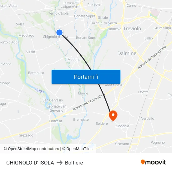 CHIGNOLO D' ISOLA to Boltiere map