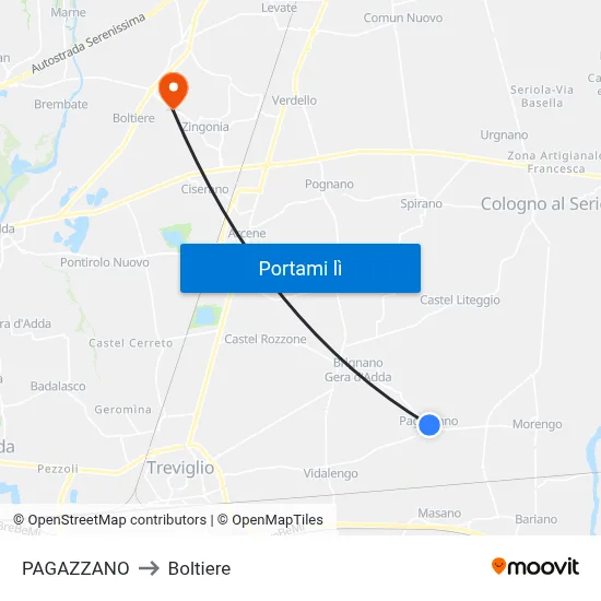 PAGAZZANO to Boltiere map