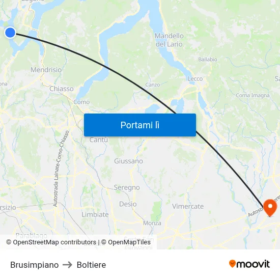 Brusimpiano to Boltiere map