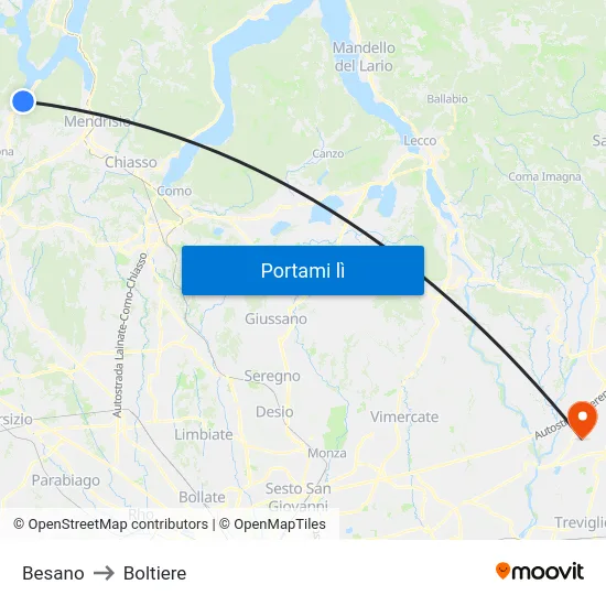 Besano to Boltiere map