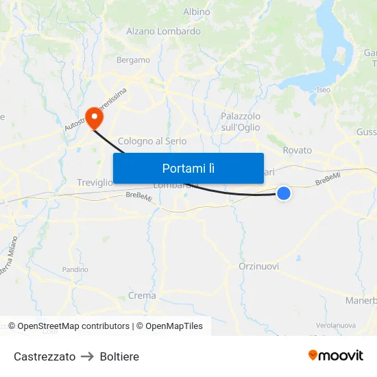 Castrezzato to Boltiere map