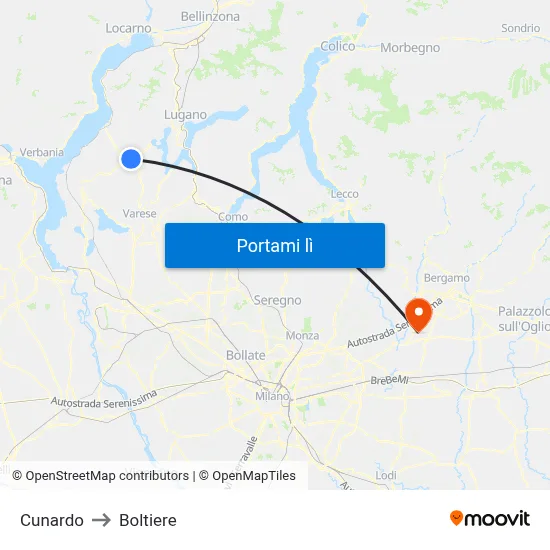Cunardo to Boltiere map