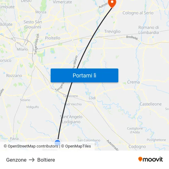 Genzone to Boltiere map