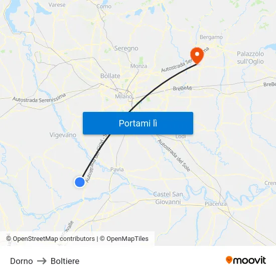Dorno to Boltiere map