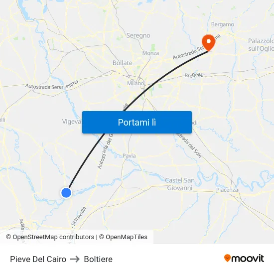 Pieve Del Cairo to Boltiere map