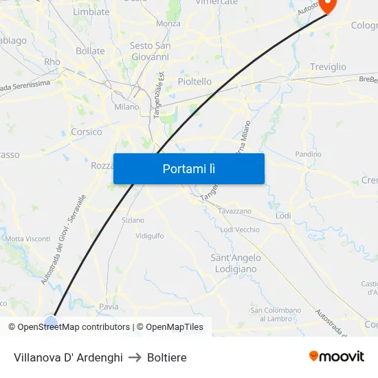 Villanova D' Ardenghi to Boltiere map