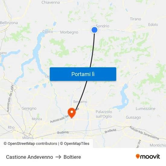 Castione Andevenno to Boltiere map