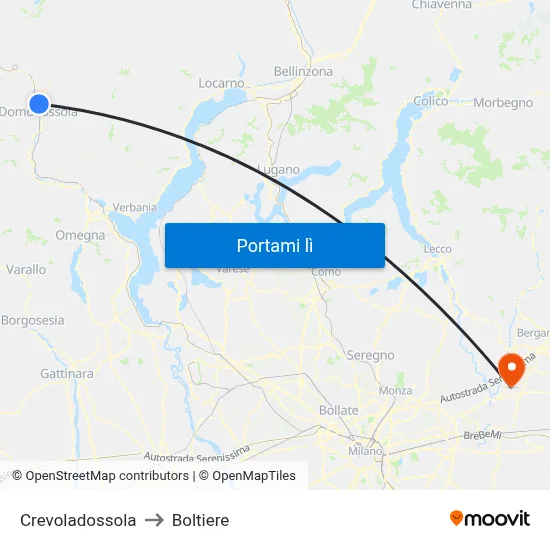 Crevoladossola to Boltiere map