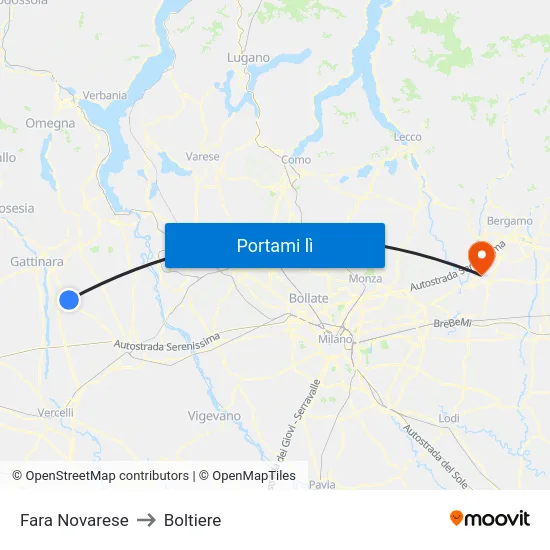Fara Novarese to Boltiere map