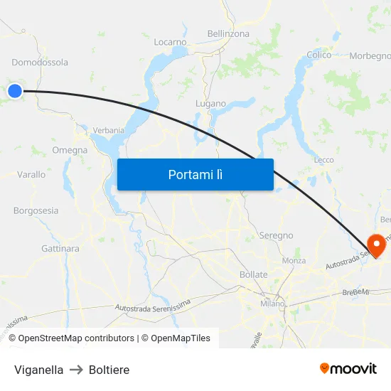 Viganella to Boltiere map
