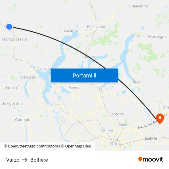 Varzo to Boltiere map