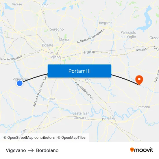 Vigevano to Bordolano map
