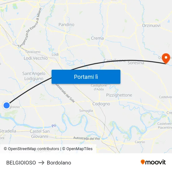 BELGIOIOSO to Bordolano map