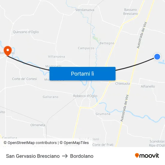 San Gervasio Bresciano to Bordolano map