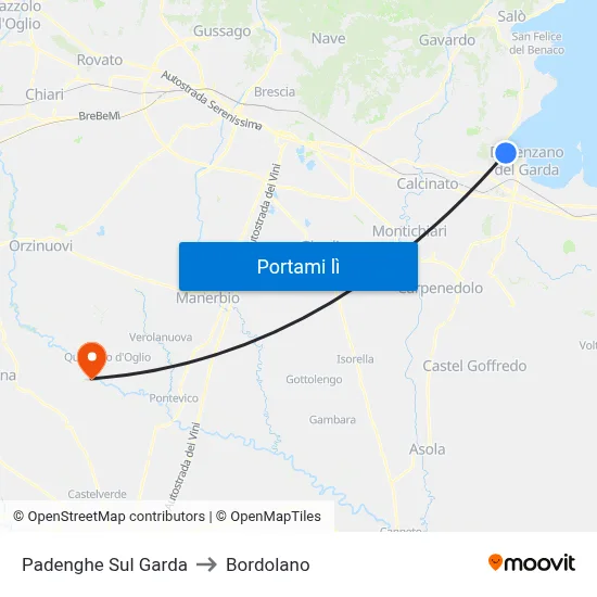 Padenghe Sul Garda to Bordolano map
