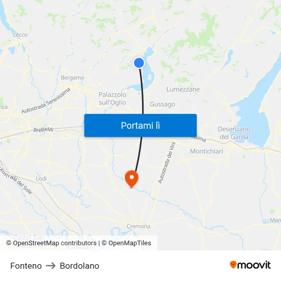 Fonteno to Bordolano map