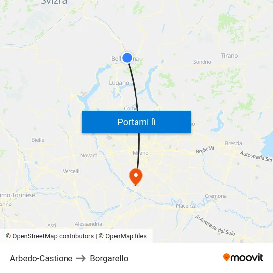 Arbedo-Castione to Borgarello map
