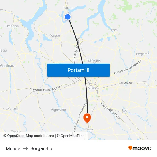 Melide to Borgarello map