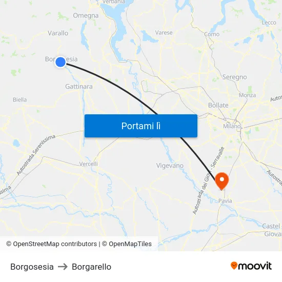 Borgosesia to Borgarello map