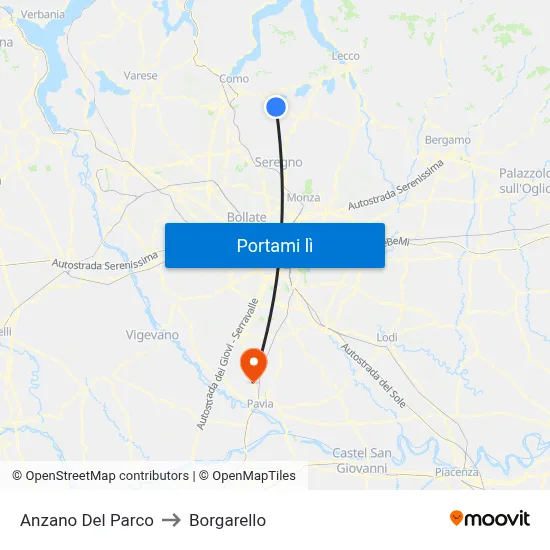 Anzano Del Parco to Borgarello map