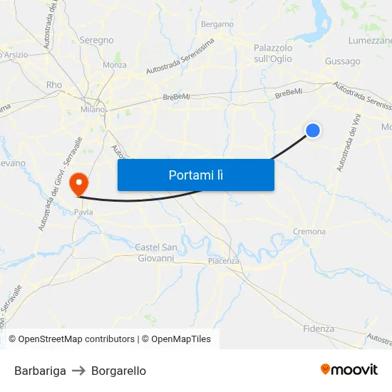 Barbariga to Borgarello map