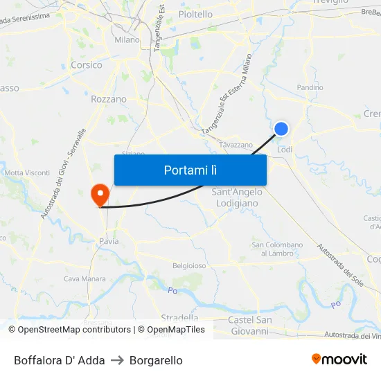 Boffalora D' Adda to Borgarello map