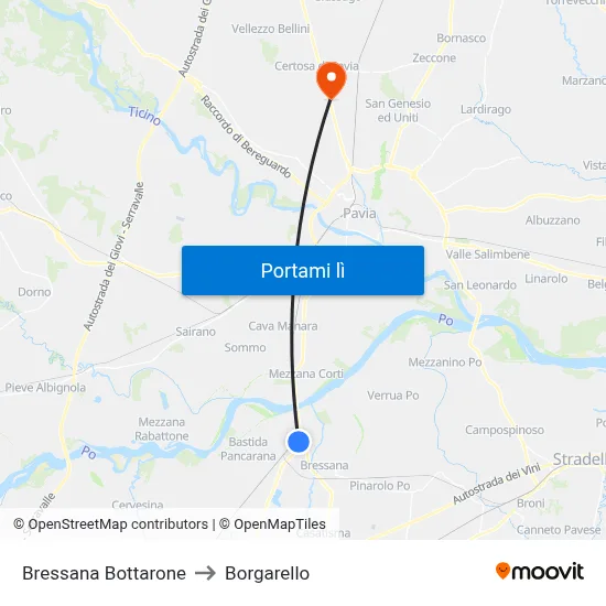 Bressana Bottarone to Borgarello map