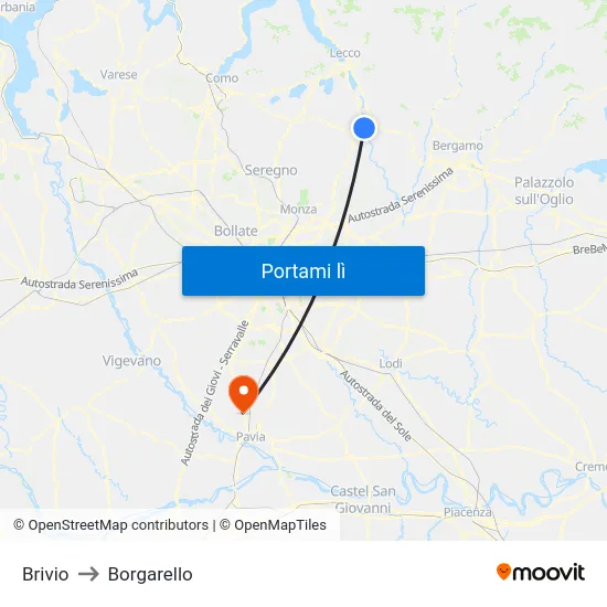 Brivio to Borgarello map