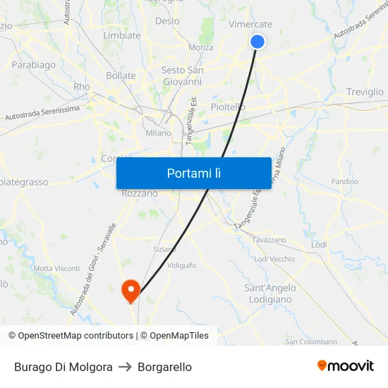 Burago Di Molgora to Borgarello map