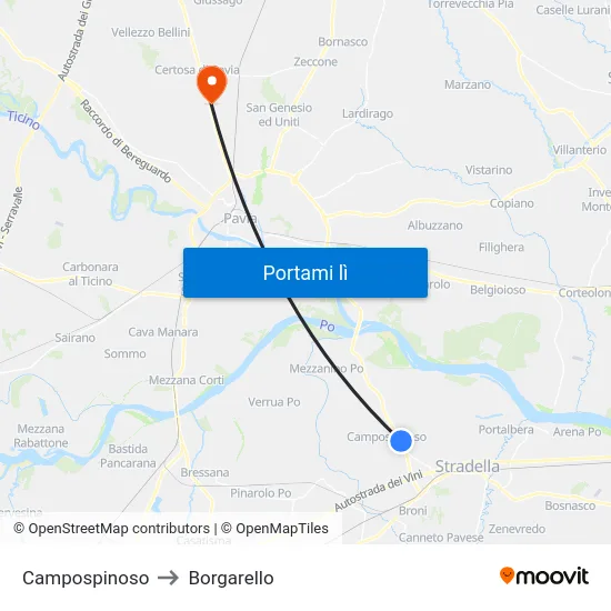 Campospinoso to Borgarello map