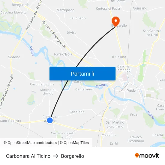 Carbonara Al Ticino to Borgarello map