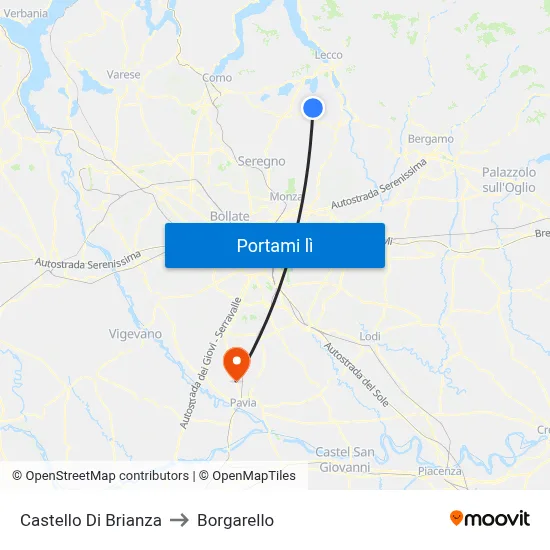 Castello Di Brianza to Borgarello map