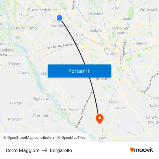 Cerro Maggiore to Borgarello map