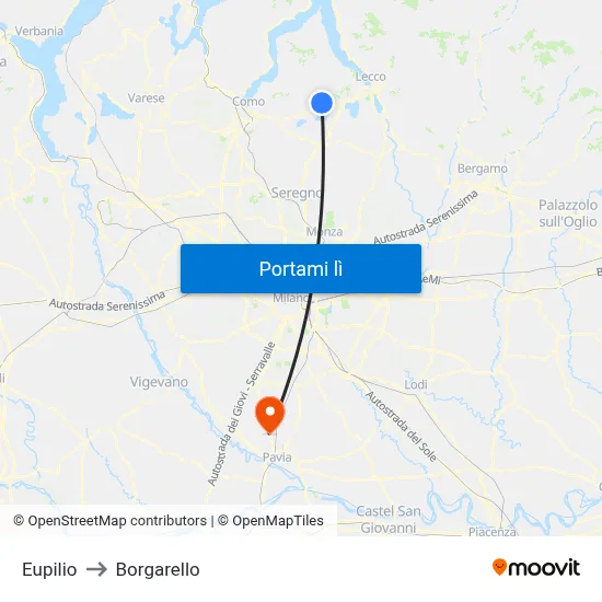 Eupilio to Borgarello map