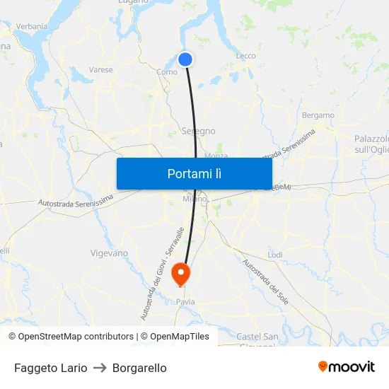 Faggeto Lario to Borgarello map
