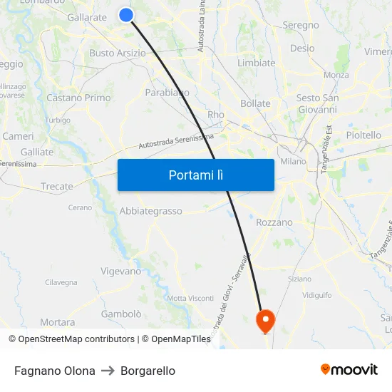 Fagnano Olona to Borgarello map