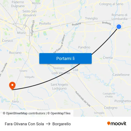 Fara Olivana Con Sola to Borgarello map