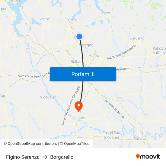 Figino Serenza to Borgarello map