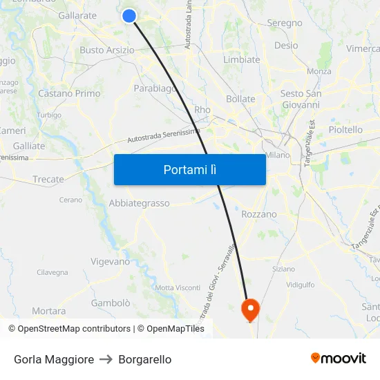 Gorla Maggiore to Borgarello map